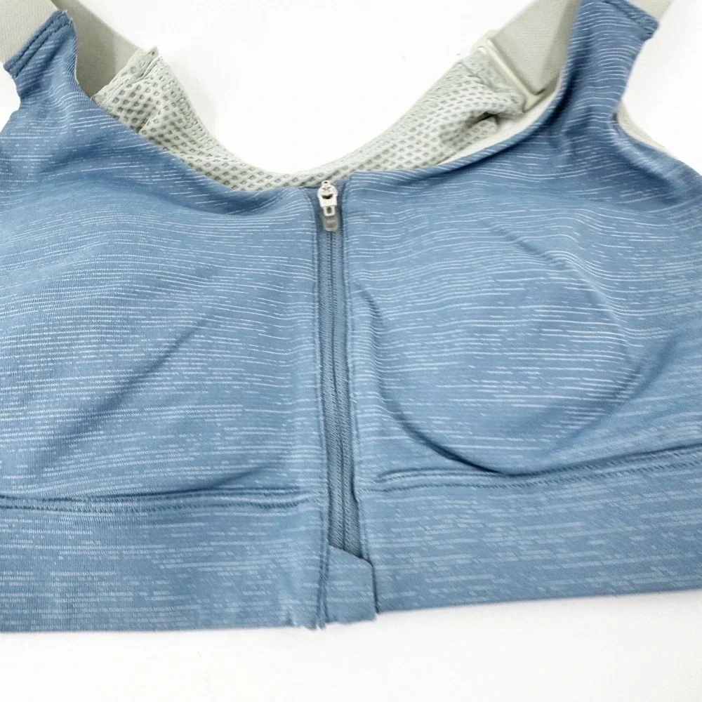 Outdoor Voices Women Blue Space Dye Front‎ Zip Sports Bra XS A/B High Impact